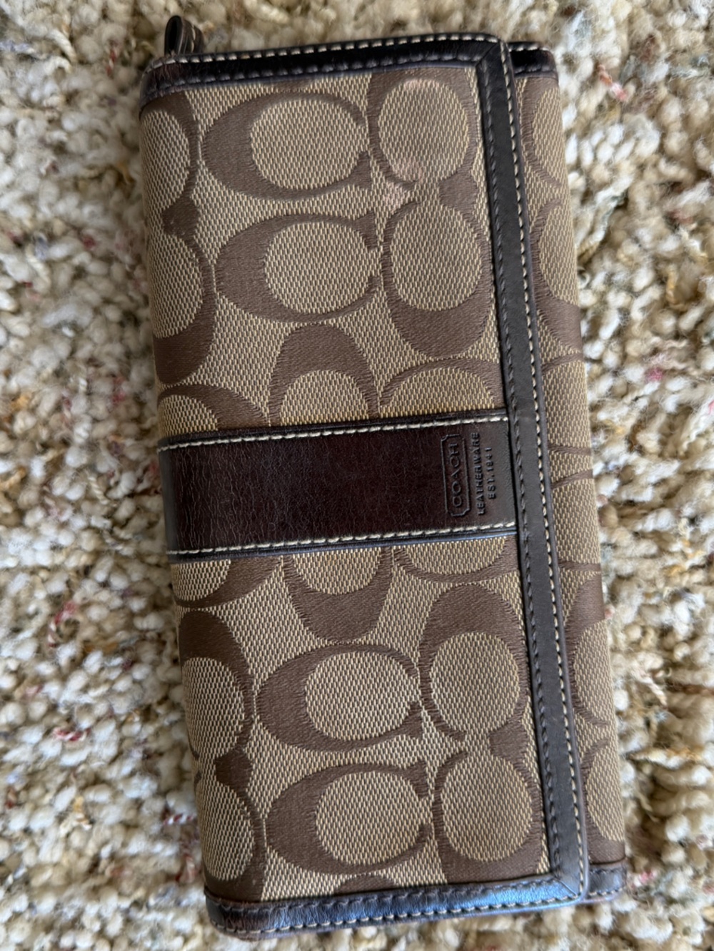 Coach Brown Signature Canvas Continental Wallet